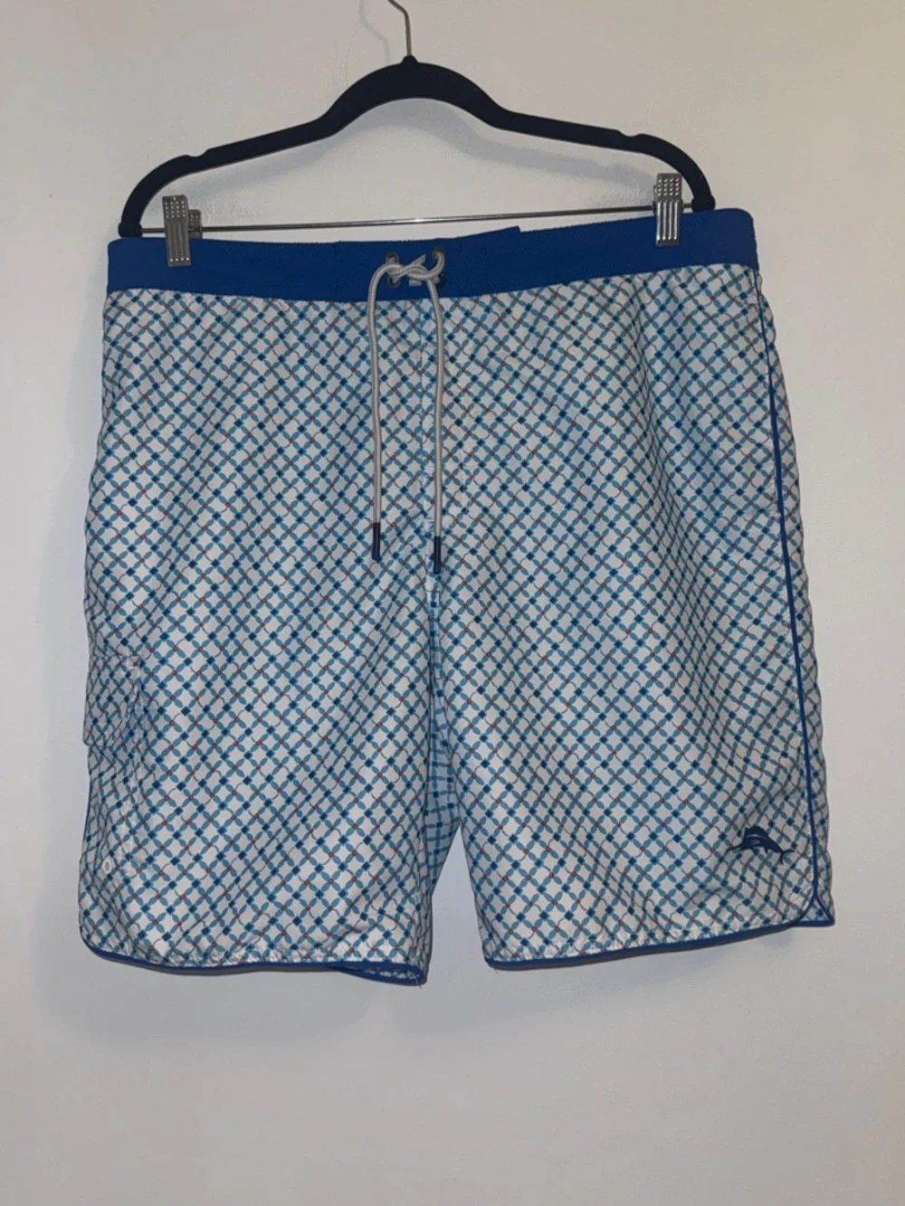 Tommy Bahama Baja Surfside Geo Board Shorts Swim Trunks Men’s XL Blue White